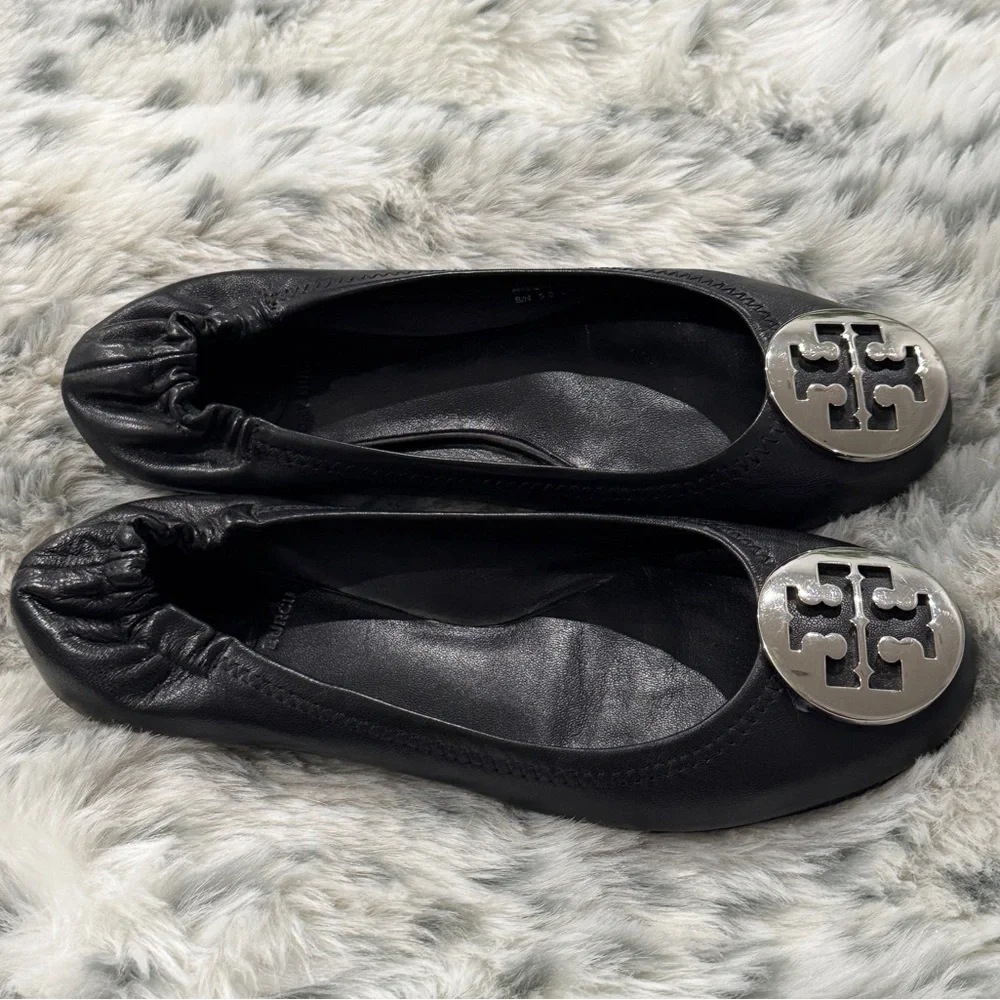 Tory Burch Claire Ballet Black Flats Size 6.5M
